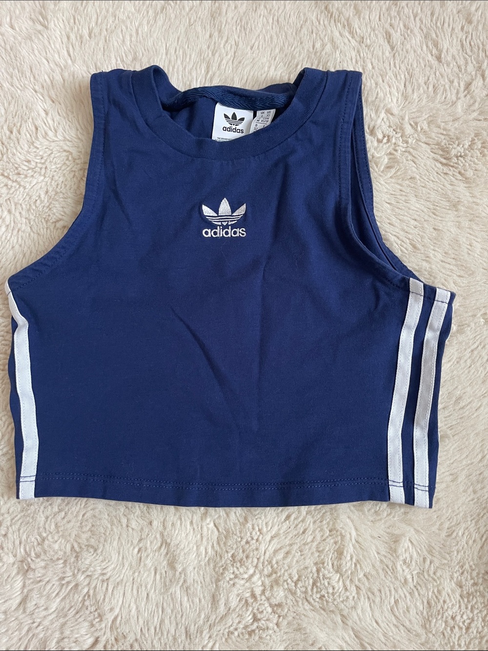 adidas Navy Tank Top with White Side Stripes